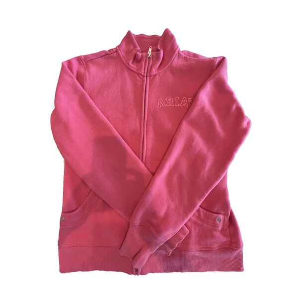 Ariat Tops - Ariat Sweatshirt Jacket Womens Sz Med Pink with logo long sleeves full zip